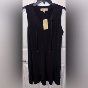 Michael Kors Black Sleeveless Dress with Gold Accents